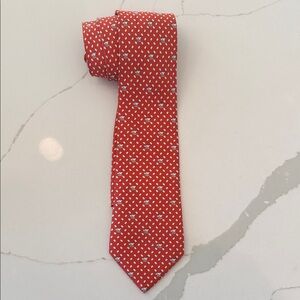 Hermes Vibrant Red Tie with White Dots